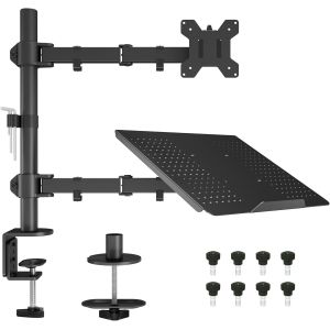 NouvelHorizonstore-Support Ecran PC avec Plateau pour Ordinateur Portable pour Moniteurs 13-27 Pouces et Ordinateur Portable jusqu'&iquest;&iquest; 17"", Bras Ecran PC Ergonomique, Pivotant et Inclinable, Compatible - Neuf