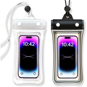 KAL-Pochette &Eacute;tanche Smartphone,2 Pochettes &Eacute;tanches Certifi&eacute;e Ipx8,Derni&egrave;re &Eacute;tanch&eacute;it&eacute; Quadruple Am&eacute;lior&eacute;e, Convient Aux T&eacute;l&eacute;phones Mobiles Avec Des &Eacute;crans Inf&eacute;rieurs &Agrave; 7 Pouces(Blanc/Noir) - Neuf