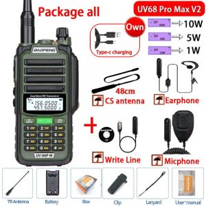 Baofeng-Talkie Walperforé étanche,haute puissance,jambon CB,radio,mise à niveau de UV9R UV5R Pro UV16 UV82 MAX,portée de 50km,UV68 Pro Max V2,2023 - Type V2 Green all-Usb plug - Neuf