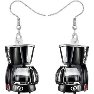 Kal-Acrylique Dr&ocirc;le Machine &Agrave; Caf&eacute; Boucles D'oreilles Dangle Drop Retro Vintage Bijoux Cool Barista Cadeaux Pour Les Amateurs De Caf&eacute; Femmes Boyeurs Maman - Neuf