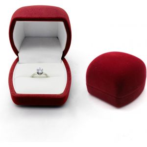Velours Boite Bague Anneau Luxe Stockage Boîte Carré Style Cygne Porte Alliance Mariage Boite Alliance Pour Propositions,Engagements Et Mariages (Rouge) - Neuf