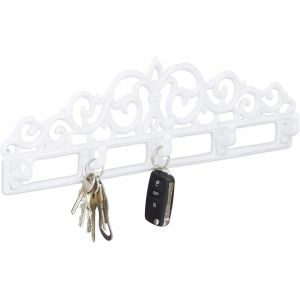 Loc-Patère Porte-Manteaux Fonte Alu Maison Campagne 5 Crochets Antique Design Hxlxp: 13,5 X 42 X 4 Cm Blanc - Neuf