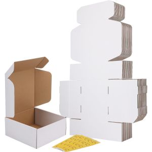 Lbgwp60-25 Boîtes En Carton 22.9x22.9x10.2cm, Boîte D'expédition Blanche Livré Avec Autocollants De Vi S Souriants - Neuf