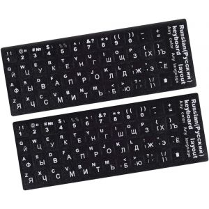 Pack de 2 Étiquettes de Clavier Russe Universelles avec Revêtement pour Ordinateur Résistant à l'Eau et à la Poussière - Neuf