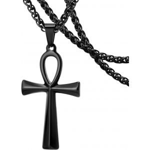 Kal-Collier Croix Ankh Collier Pendentif Croix Punk En Acier Inoxydable, Collier Pendentif Croix En Argent Cadeau Pour Hommes Femmes - Neuf
