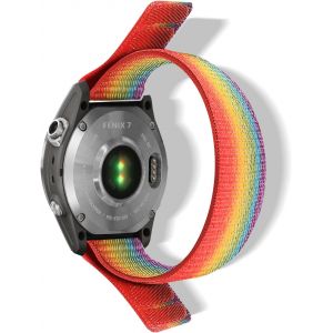 Nylon Bracelet Pour Garmin Quatix 8 47Mm/Quatix 7 Pro/Tactix 8 47Mm/Fenix8 47 Mm/F&iquest;nix 7Pro/F&iquest;nix 6Pro Bracelet Respirant Pour Descent G2/Fenix E/Epix 2 (Quickfit 22Mm, Arc-En-Ciel) - Neuf