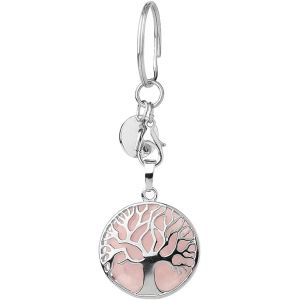 Asas-Porte-Clés Arbre De Vie Avec Pierres Précieuses-Porte-Clés Arbre De Vie-Pierre Précieuse Naturelle-Arbre De Vie-Chakra-Pierres De Guérison Reiki-Cristal Rose - Neuf