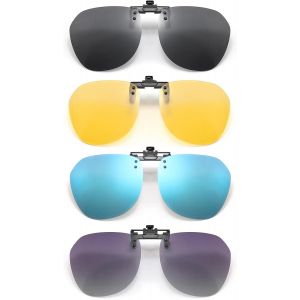 4 Pièce Clip Lunettes De Soleil, Polarisées Surlunettes De Soleil, Relevable Et Ultra Léger, Pour Hommes Femmes Pour La Conduite Et Les Activités De Plein Air - Neuf