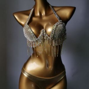 Ensemble De Bikini Diamant Pour Femme,Soutien-Gorge De Carnaval,Culotte De Boîte De Nuit À Pampilles En Biscuits,Tenue De Festival Rave,Homme Brûlant,2024 - Neuf
