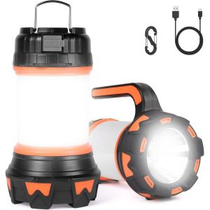 KAL-Lanterne Led Rechargeable, 1000 Lumens 4000Mah Lampe Camping 360°, Lampe Led Rechargeable Projecteur Portable, Ultra Puissante, Lampe De Camping 6 Modes, Câble Usb Inclus, Ipx4 Étanche - Neuf