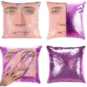 CAUC-Nicolas Housse de coussin &agrave; paillettes r&eacute;versible, cadeau amusant, d&eacute;corative, paillet&eacute;e, 40,6 x 40,6 cm, violet - Neuf
