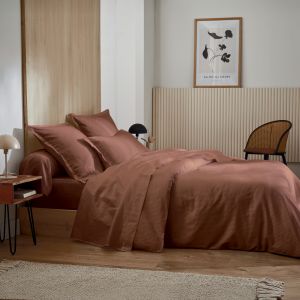 Housse De Couette Satin De Coton Rayures Ton Sur Ton - Neuf