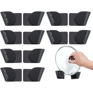 Ershi-Support Couvercle De Pot Casserole Porte Adhésifs - 6 Paires Supports De Rangement Mural Organisateur D'ustensiles De Sans P[729] - Neuf