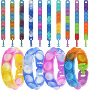 DDA-10 pièces Pop it Push Bubbles Fidget Sensory Toys Bracelet FidgetBracelet Push Bubble Jouets Sensoriels - Neuf