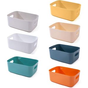 Lbgwp60-Lot De 7 Paniers De Rangement En Plastique - Plusieurs Couleurs Pour Cuisine, Placard, Bureau, École Et Maison - Neuf