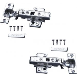 Lot de 2 charnières droites à fermeture douce avec ressort - Butée d'angle - Fermeture douce - Angle d'ouverture de 110° - Avec ressort hydraulique - Pour portes d'armoire, penderie - Neuf