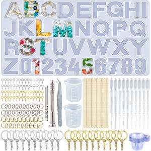 Moule En R&eacute;sine De Silicone Kit De Moulle Resine Epoxy Alphabet Nombre Moule Silicone Gros Resine De Bijoux En R&eacute;sine Bricolage D&eacute;corations Artisanales En R&eacute;sine(157pcs) - Neuf