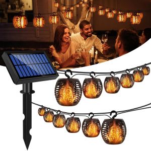 Kal-Guirlande Lumineuse Exterieure, Lampe Solaire Exterieur Jardin Avec Effet De Flamme, Ip65 Étanche Lumiere Pour Terrasse Décoration Balcon - Neuf