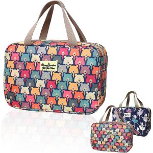 Trousse de toilette,Grande trousse de toilette suspendue de voyage,Sac à cosmétiques portable imperméable,Trousse de toilette ours blanc bleu clair - Neuf