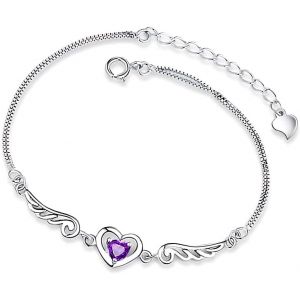 KAL-Bracelet D'Amant D'Ange En Diamant Violet, Idée Cadeau Anniversaire Pour Fille, 1 Pièce - Neuf