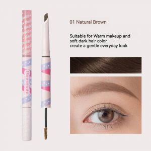 Gracebabi Crayon &Agrave; Sourcils Brosse &Agrave; Lame 2 En 1 Double T&ecirc;te Double Effet Tridimensionnel &Eacute;tanche.01 Natural Brown. - Neuf