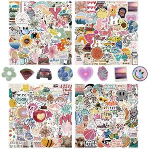 200 Pcs Autocollants Imperméables En Vinyle Autocollant Scrapbooking Girly Stickers Aesthetic Kawaii Aesthetic Graffiti Stickers Bohème Aesthetic Autocollants Pour Vélo, Moto, Skateboard - Neuf