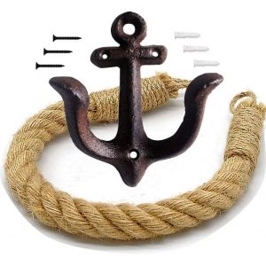 YEMAESRE-Porte-Papier Toilette En Corde Nautique Antique Pour Salle De Bain Avec Embrasse - Crochet D'Ancrage En Métal Pour Décoration De Salle De Bain Sur Le Thème De La Plage - Neuf