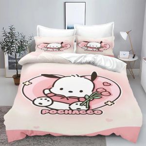 Parure De Lit 3 Pieces Motif Carlin Hello Kitty, Housse De Couette, Parure De Lit King Size Pour Enfant, Decorations De Noël - Neuf
