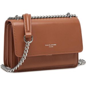 KALANKA-- Petit Sac Bandoulière Chaînes Femme - Mini Pochette Téléphone Portable Cuir PU Rigide - Besace Rectangle Soirée Shopping Ville Tendance - Marron Cognac - Neuf