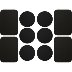 KAL-[10 Pi&egrave;ces Plaques M&eacute;talliques Avec Adh&eacute;sif (6 Rondes 4 Rectangulaires) Pour Support T&eacute;l&eacute;phone Voiture Magn&eacute;tique/Support Voiture Aimant&eacute; Universel Metal Plate Pour Smartphone - Noir - Neuf