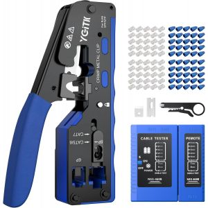 JEXNOVASHOP-RJ45 Pince &agrave; Sertir Kit d'Outils de Sertissage RJ45 R&eacute;seau avec 50Pcs Connecteur RJ45 pour C&acirc;ble Droit CAT6 et Nid de Sertissage 8P pour Connecteur R&eacute;seau CAT5/CAT5E/CAT6/CAT6A/CAT7/CAT7A - Neuf