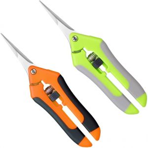 S&eacute;cateurs et ciseaux, Secateur de Jardin, S&eacute;cateur de Jardinage &agrave; Main Ciseaux Bonsai pour Plantes, Fleurs, Branches, Roses, Bonsa&iuml;s, L&eacute;gumes, Fruits (Vert + Orange, 2 pi&egrave;ce) - Neuf