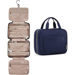 Trousse de toilette portable suspendue avec crochet - Organisateur de voyage bleu marine - Neuf