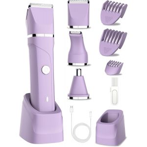 3 En 1 Rasoir Electrique Femme, Sans Douleur Tondeuse Femme Intime,Rechargeable Rasoir Femme Electrique, Tondeuse Bikini Femme,Lames En C&eacute;ramique,Ipx7 Utilisation Humide Et S&egrave;che - Neuf