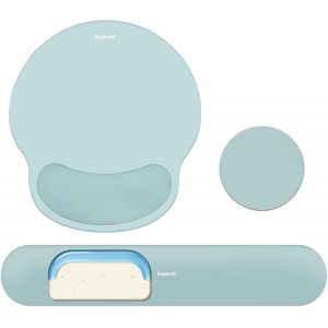 Tapis De Souris Et Repose-Poignet Pour Clavier, Tapis De Souris Ergonomique 3 En 1 En Mousse &Agrave; M&eacute;moire De Forme Avec Repose-Poignet, Tapis De Souris De Jeu Pour Ordinateur, Bureau, Accessoires - Neuf