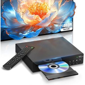 MEVRONISSHOP-Lecteur DVD Compact Port HDMI, Lecteur DVD Domestique Full HD 1080P pour T&eacute;l&eacute;vision, Prise en Charge Syst&egrave;me NTSC/PAL, USB Int&eacute;gr&eacute;, Lecteur Disque Multizone avec T&eacute;l&eacute;viseur Intelligent/S - Neuf