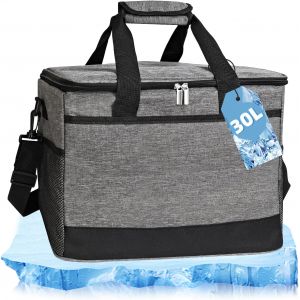 Ulteronixshop-Grand Sac Isotherme Repas 30 L, Glaciere Souple Isotherme, Glaci&egrave;re Souple 30l Pliable Pour Hommes Femmes Voiture, Pique-Nique, Camping, Plage, Voyage, Courses, Bureau, &Eacute;cole (Gris Fonc - Neuf