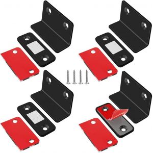 Lot de 4 aimants pour porte d'armoire, loquet magnétique ultra fin, aimant puissant pour tiroir, armoire, meuble, noir - Neuf
