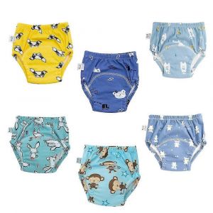 Paquet De 6 Sous-Vêtements D'apprentissage De La Propreté Réutilisables En Coton Unisexe Respirant Tout-Petit Garçons Et Filles Sous-Vêtements D'entraînement À L'urine Pantalon D'entraînement Imperméa - Neuf