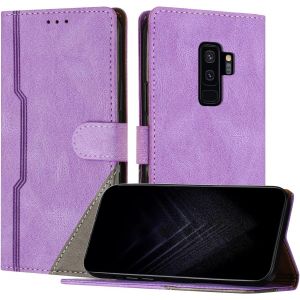 Kal-Étui Pour Samsung Galaxy S9 Plus, Housse En Cuir Pu Avec [Protection Antichoc Tpu] [Fonction Support] [Porte-Cartes ] Antichoc Magnétique Coque Pour Galaxy S9 Plus - Violet - Neuf