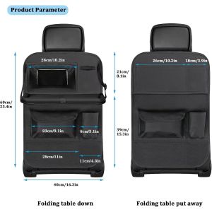 Subzonal-2 Pcs Organisateur Voiture Enfant,Universel Protection Siege Voiture Enfant,Organisateur De Voiture Avec Plateau,Support Pour Tablette Transparent 6 Poches Multifonction,Noir - Neuf
