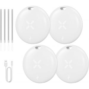 MEVRONISSHOP-Smart Tracker Tag 4 Pack- Charge USB-C Traceur Bluetooth Compatible avec Apple Localiser (Uniquement iOS), Trouve T&eacute;l&eacute;phone et Cl&eacute;s, GPS Localisateur pour Portefeuilles et Valises, Blanc - Neuf