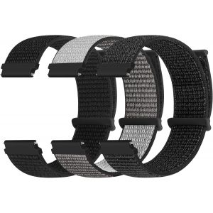 Kal-Lot De 3 Bracelets En Nylon - 18 Mm, 20 Mm, 22 Mm - Fermeture Rapide - Sport Loop - Réglable Et Respirant - Pour Homme Et Femme - Neuf