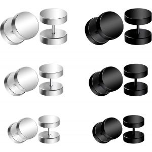 Kal-5 Pairs 16g Boucles D'oreilles À Vis Studs Ensemble De Goujons En Acier Chirurgical Oreilles Boucles Piercing Helix Tragus Piercing Noir Argent 4-12mm - Neuf