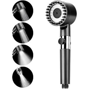 Pommeau de douche haute pression avec 4 modes, pommeau de douche réglable, économie d'eau, surpresseur - Neuf