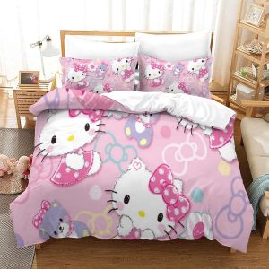 Hello Kitty Housse De Couette D Imprim&iquest;&iquest; De Pink Dessin&pound;&not;Parure De Lit Housses De Couettes Microfibre Avec Fermeture &iquest;&iquest;Clair,Parure De Couette Imprim&iquest;&iquest; Av - Neuf