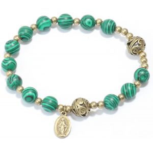 Eryi-Store Bracelet Chapelet En Perles De Pierre De Avec Séparateurs En Métal Et Médaille Catholique - Bijou De Poignet Durable Et Élégant - Neuf