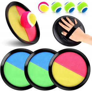 KAL-Raquette De Plage Set , Balle Raquette Scratch Jeux Set Ludique Extérieur Avec 4 Pagaies 5 Balles Pour Enfants 3 -10 Ans Enfants Lancer Catch Ball Activité De Plage Ou Jardin - Neuf