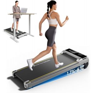 Checarzhn--No1-Tapis De Course Électrique Inclinable Tapis De Marche Pour Bureau & Maison, Moteur 2.5 Walking Pad 1-6km/H Vitesse Réglable, Avec Télécommande/Écran Lcd/App, 140kg Charge, Argenté - Neuf