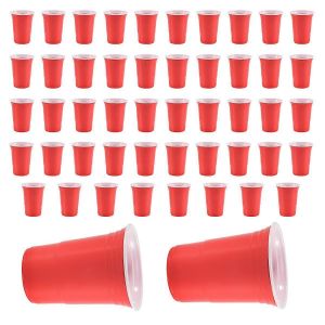 50Pcs / Set 450Ml Rouge Jetable Coupe En Plastique Tasse de Parti Bar Restaurant - Neuf